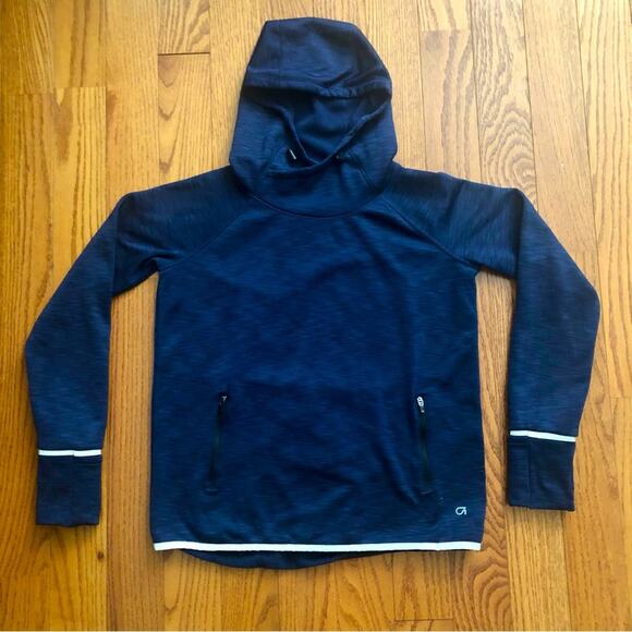 GAP Tops - Gapfit Long Sleeve Hoodie Fleece Lined Top Navy Blue Sweater Women’s Size S